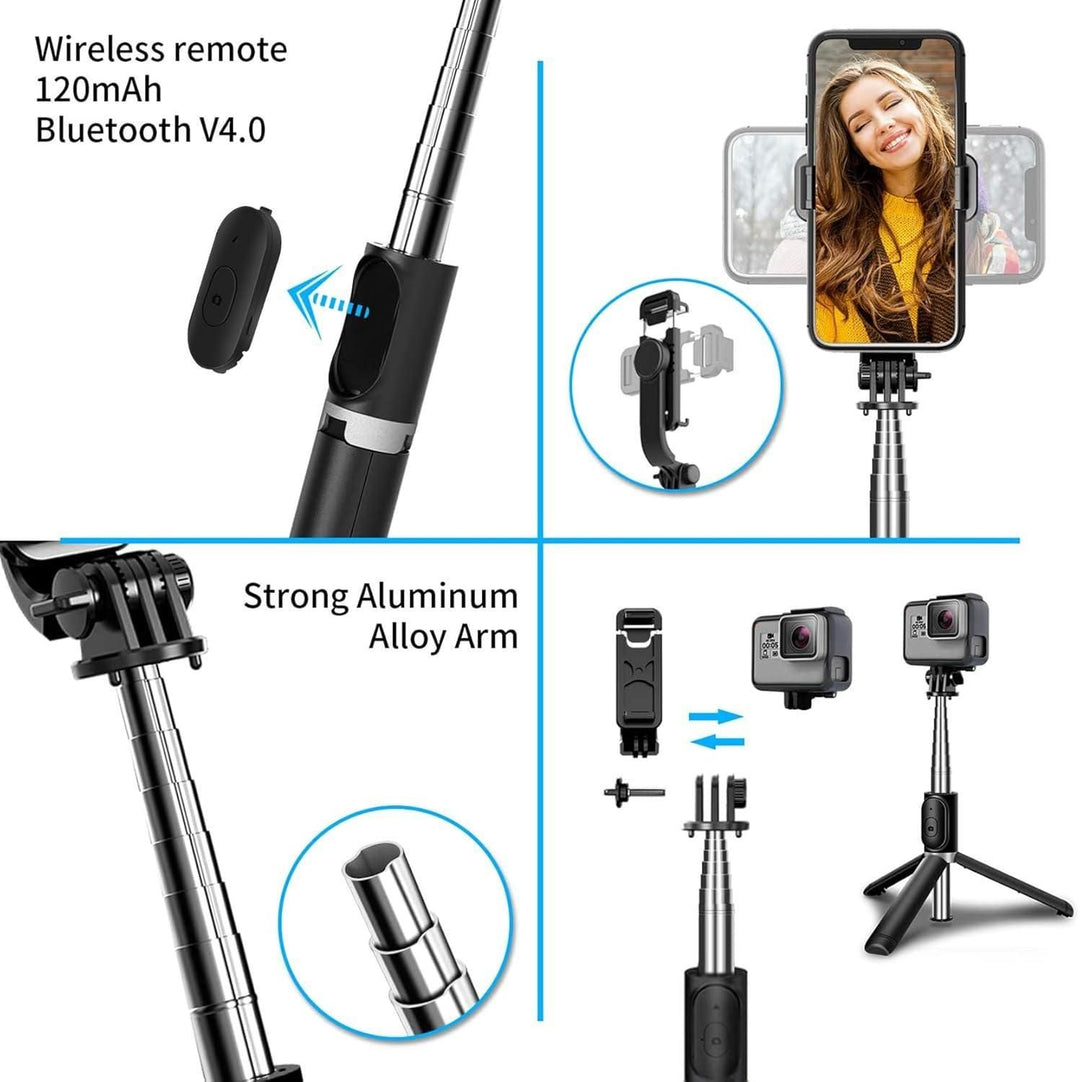 Extendable Flash 3-in-1 Selfie Stick Tripod