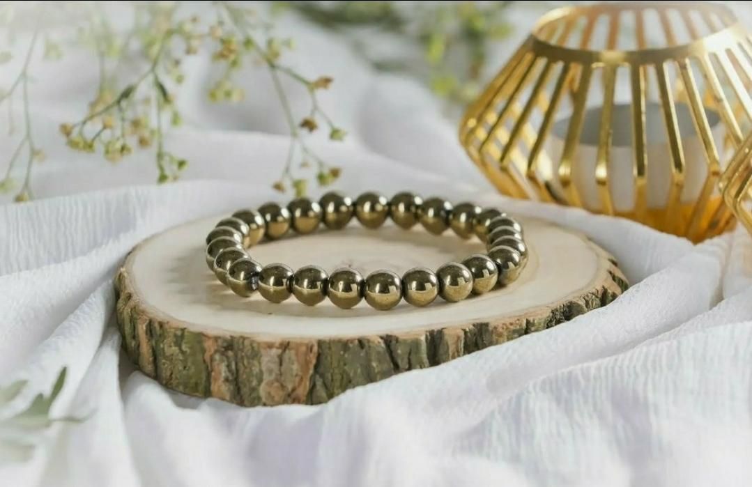 Golden Pyrite 8mm Natural Stone Bracelet (Pack of 1)