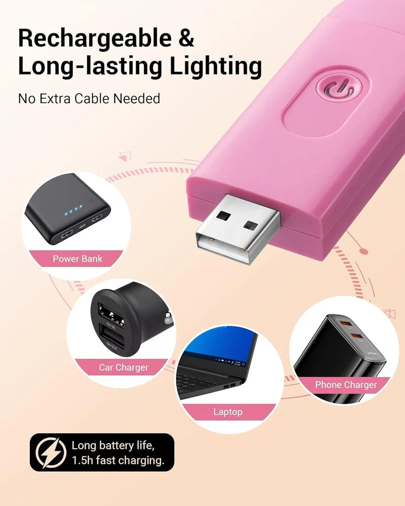 UN Rechargeable Book Reading Light- Pink