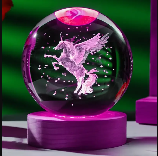 UN 3D Unicorn Crystal Ball Lamp