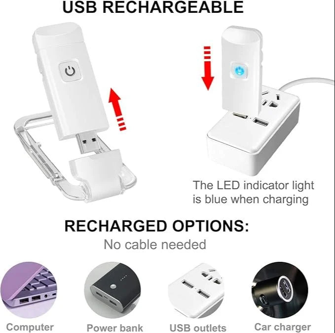 Usb Rechargeable Book Reading Light White